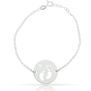 Pulsera plata 925mm nombre + pies