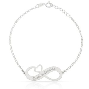 Pulsera plata 925mm infinito + corazon