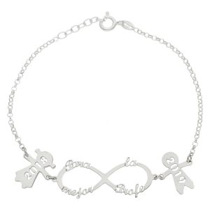 Pulsera plata 925mm infinito + niños