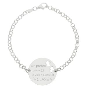 Pulsera plata 925mm profe + frase – 25mm