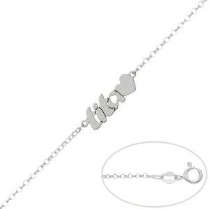 Pulsera plata 925mm tita + corazon