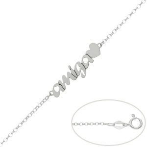 Pulsera plata 925mm amiga + corazon