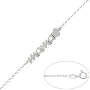 Pulsera plata 925mm mama + corazon