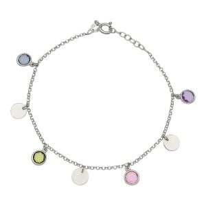 Pulsera plata 925mm circulos + piedras