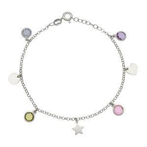 Pulsera plata 925mm mini charms mix + piedras