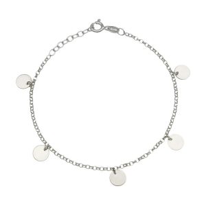 Tobillera plata 925mm mini charms circulos