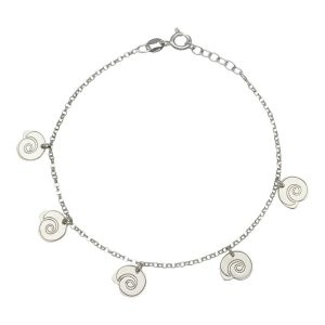 Tobillera plata 925mm mini charms caracolas