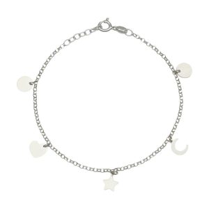 Tobillera plata 925mm mini charms mix