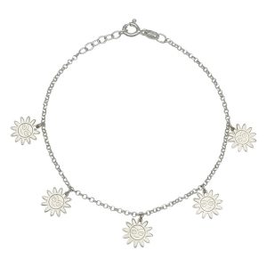 Tobillera plata 925mm mini charms sol