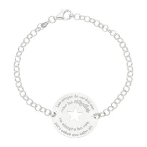 Pulsera plata 925mm amigas estrella + frase
