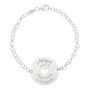 Pulsera plata 925mm amigas corazon + frase