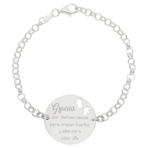 Pulsera plata 925mm profe + frase – 25mm