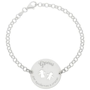 Pulsera plata 925mm profe + frase – 25mm