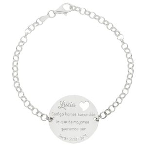 Pulsera plata 925mm profe + frase – 25mm