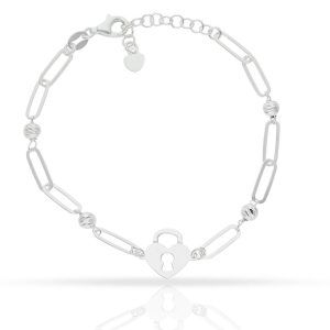 Pulsera plata 925mm candado + bolas