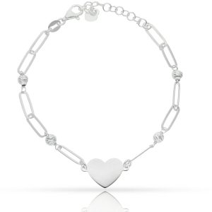 Pulsera plata 925mm corazon + bolas