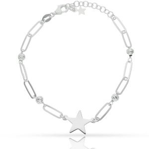 Pulsera plata 925mm estrella + bolas