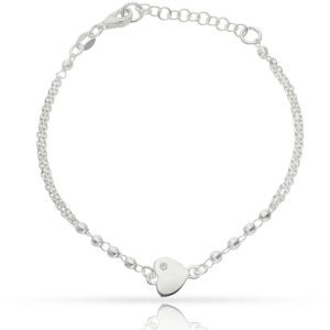 Pulsera plata 925mm corazon + bolas
