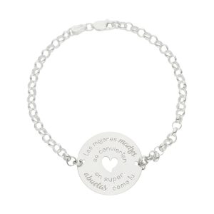 Pulsera plata 925mm madre y abuela corazon + frase