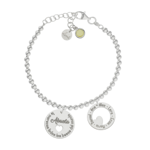 Pulsera mi historia plata 925mm bolas abuela besos
