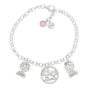Pulsera mi historia plata 925mm abuela flores