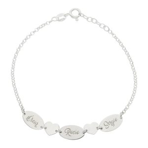 Pulsera plata 925mm chapas + corazones