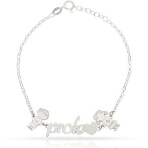 Pulsera profe + 2 niños plata 925mm