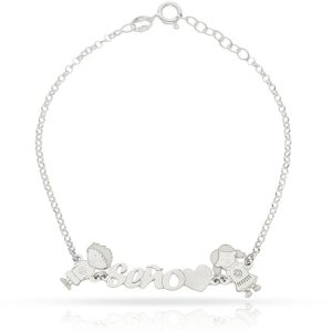 Pulsera seño + 2 niños plata 925mm