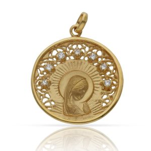 Medalla plata chapada oro virgen niña – 25mm
