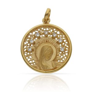 Medalla plata chapada oro virgen niña – 22mm