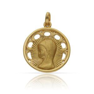 Medalla plata chapada oro virgen niña – 20mm