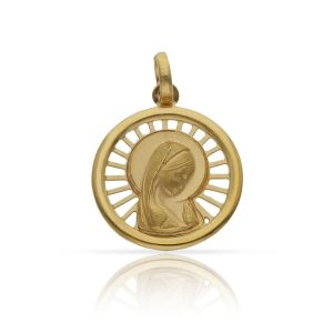 Medalla plata chapada oro virgen niña – 18mm