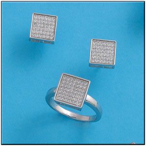 Pendientes plata 925mm cuadrado circonitas