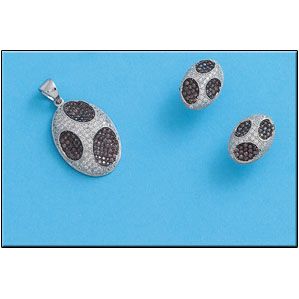 Pendientes plata 925mm circonitas negras