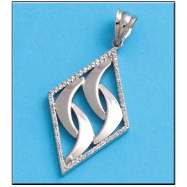 Colgante plata 925mm rombo circonitas