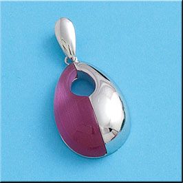 Colgante plata 925mm ojo de gato fucsia