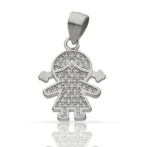 Colgante plata 925mm niña circonitas – 13x14mm