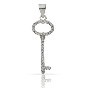 Colgante plata 925mm llave circonitas – 10x25mm
