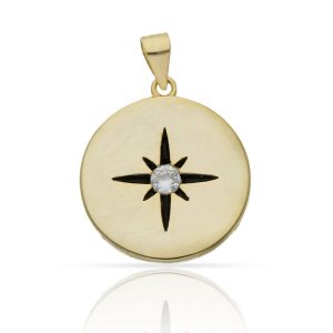 Colgante plata chapada oro rosa de los vientos – 20mm