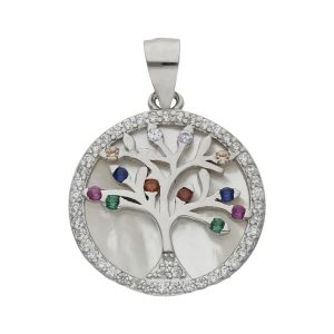 Colgante plata 925mm arbol de la vida nacar – 17mm