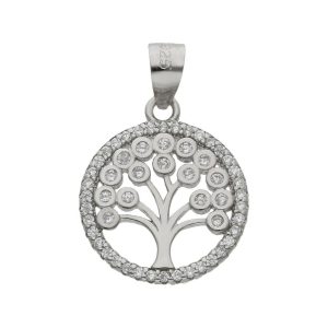 Colgante plata 925mm arbol de la vida circonitas- 15mm
