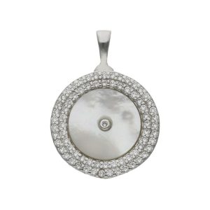 Colgante plata 925mm circulo nacar – 15mm