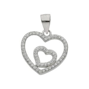 Colgante plata 925mm corazon circonitas – 16x15mm