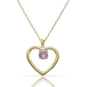 Gargantilla plata chapada oro corazon piedra rosa