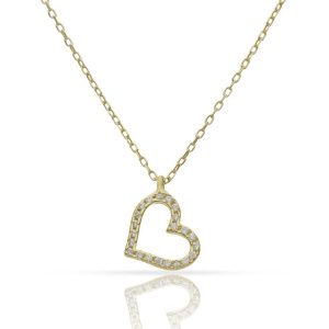 Gargantilla plata chapada oro corazon circonitas
