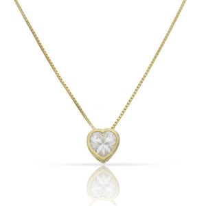 Gargantilla plata chapada oro corazon circonita