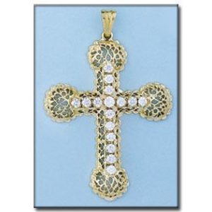 Cruz en oro de 18kl circonitas – 41x54mm