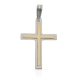 Cruz oro 18kl bicolor – 18x27mm