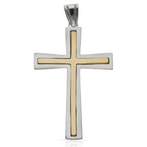Cruz oro 18kl bicolor – 26x40mm