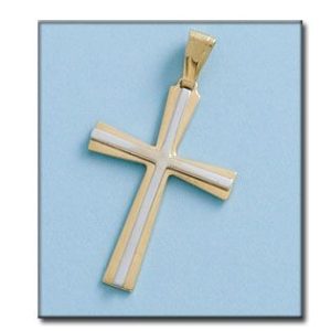 Cruz oro 18kl bicolor – 22x32mm